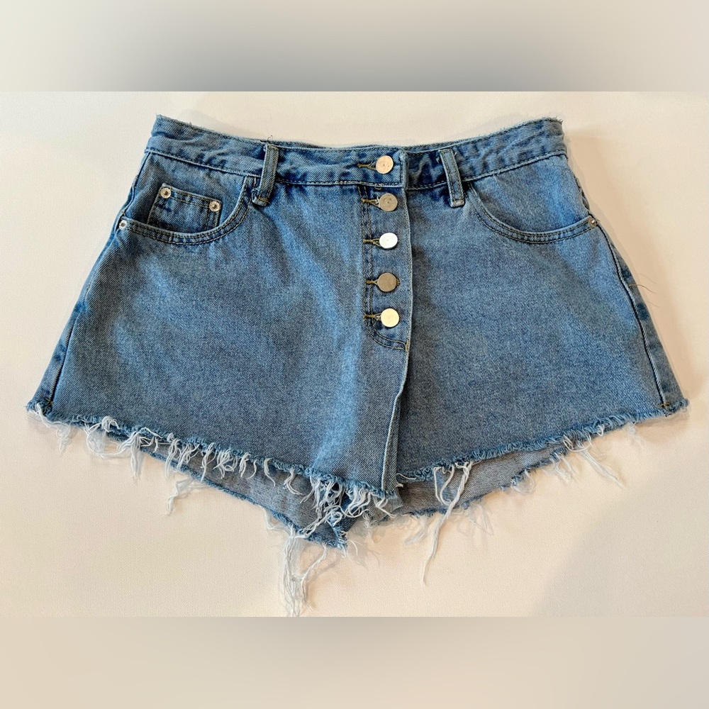 PINKYOTTO Denim Shorts New York Denim Frayed Skort Pockets Y2K